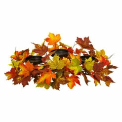 Discount ⌛ Nearly Natural 22” Maple Leaf Artificial Arrangement Candelabrum 🔔