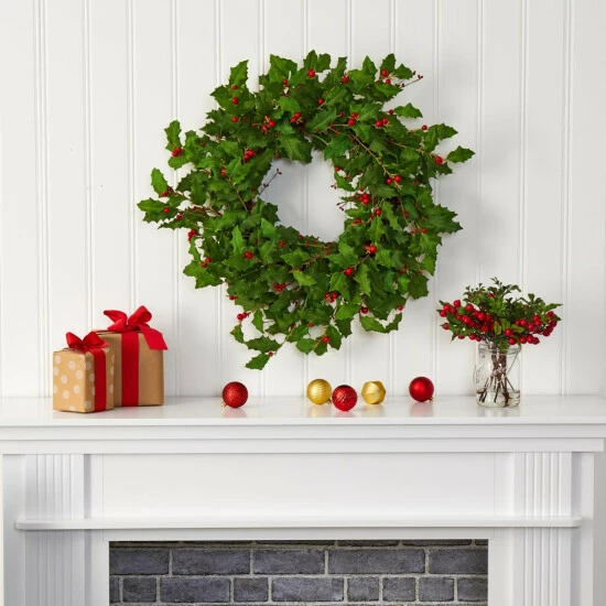 Deals π Nearly Natural 28β Holly Berry Artificial Wreath π 5 Deals π Nearly Natural 28β Holly Berry Artificial Wreath π - Image 3