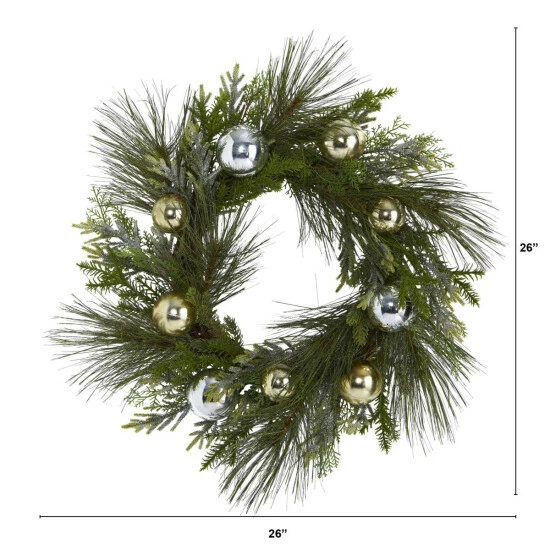 Cheapest β Nearly Natural 26 In. Sparkling Pine Artificial Wreath With Ornaments π€© 4 Cheapest β Nearly Natural 26 In. Sparkling Pine Artificial Wreath With Ornaments π€© - Image 2