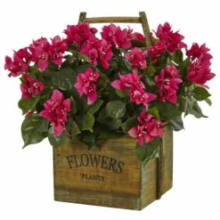 Top 10 🔔 Nearly Natural 18" Bougainvillea In Rustic Wood Planter ✔️