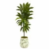 Discount ⌛ Nearly Natural 4’ Dracaena Artificial Plant Flower Planter Real Touch ✨ -Nearly Natural Sales unnamed file 2373