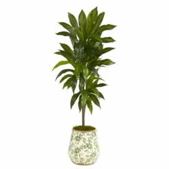 Discount ⌛ Nearly Natural 4’ Dracaena Artificial Plant Flower Planter Real Touch ✨