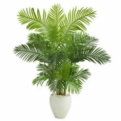 Wholesale 👍 Nearly Natural 62” Hawaii Palm Artificial Tree In White Planter ⌛