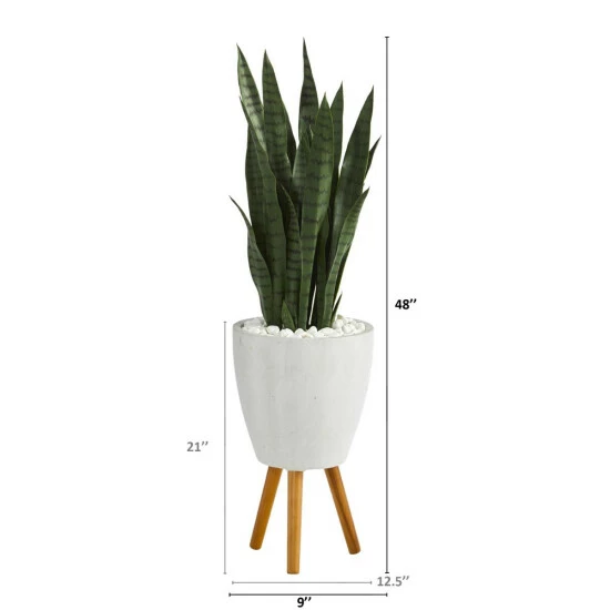 Brand new ⭐ Nearly Natural 4’ Sansevieria Artificial Plant White Planter W/ Stand ✔️ 4 Brand new ⭐ Nearly Natural 4’ Sansevieria Artificial Plant White Planter W/ Stand ✔️ - Image 2