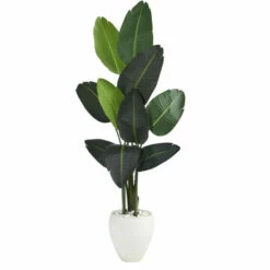 Best deal π Nearly Natural 63β Traveler's Palm Artificial Tree In White Planter π