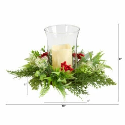 Flash Sale 🔔 Nearly Natural 8” Cedar And Berries Artificial Arrangement Candelabrum 🎁 -Nearly Natural Sales unnamed file 265