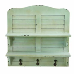 Budget 🧨 Nearly Natural 20" Vintage Window Shutter Shelving Wall Decor W/Hooks 🎉