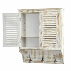 Brand new 🛒 Nearly Natural 32" White Washed Wall Cabinet With Hooks 💯 -Nearly Natural Sales unnamed file 314