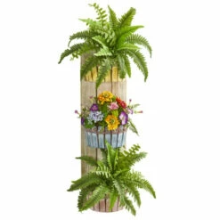 Hot Sale ❤️ Nearly Natural 39" Artificial Mixed Floral And Fern Wall Decor Planter 🎁