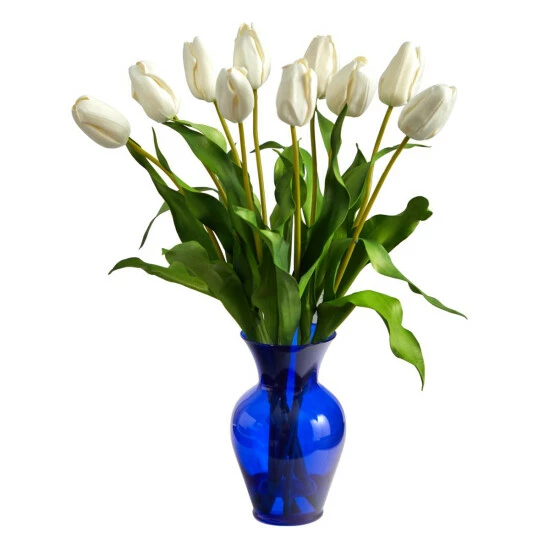 Cheap π Nearly Natural 22 In. Dutch Tulip Artificial Arrangement In Blue Colored Vase White π 3 Cheap π Nearly Natural 22 In. Dutch Tulip Artificial Arrangement In Blue Colored Vase White π