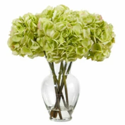 Wholesale 🛒 Nearly Natural 18 In. Hydrangea Artificial Arrangement In Glass Vase ❤️