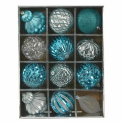 Hot Sale 😉 Nearly Natural Holiday Lux Shatterproof, 12 Count ❄ Christmas Tree Ornament Set, 100mm With Re-Useable Box ✔️