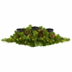 Best Pirce 🎉 Nearly Natural 30-in. 🎄 Christmas Pine Triple Candelabrum With Lights 🤩