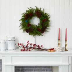 Cheapest 🥰 Nearly Natural 24 In. Wreath With 50 Multicolor Lights And Globe Bulbs 🎉 -Nearly Natural Sales unnamed file 343