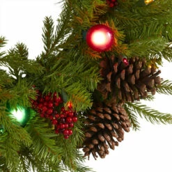 Cheapest 🥰 Nearly Natural 24 In. Wreath With 50 Multicolor Lights And Globe Bulbs 🎉 -Nearly Natural Sales unnamed file 344