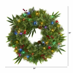 Budget 😀 Nearly Natural 24 In. Mixed Pine 🎄 Christmas Wreath With Lights 🥰 -Nearly Natural Sales unnamed file 347