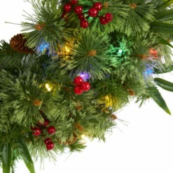 Budget 😀 Nearly Natural 24 In. Mixed Pine 🎄 Christmas Wreath With Lights 🥰 -Nearly Natural Sales unnamed file 348
