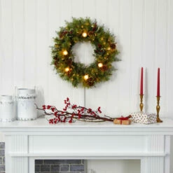 Hot Sale ✔️ Nearly Natural 24 In. 🔔 Christmas Wreath With 50 Lights 🤩 -Nearly Natural Sales unnamed file 354