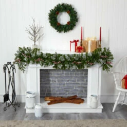 Flash Sale 🌟 Nearly Natural 6' Snow Tipped Artificial 🎅 Christmas Garland W/ 50 LED ✨ -Nearly Natural Sales unnamed file 377