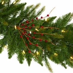 Coupon 🛒 Nearly Natural 6' 🔔 Christmas Pine Artificial Garland With 50 Warm White LED Lights And Berries 👍 -Nearly Natural Sales unnamed file 385