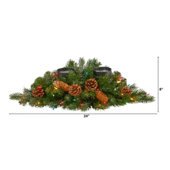 Best Sale β Nearly Natural 24 In. Flocked And Glittered Artificial π Christmas Double Candelabrum With 35 Multicolored Lights And π 7 Best Sale β Nearly Natural 24 In. Flocked And Glittered Artificial π Christmas Double Candelabrum With 35 Multicolored Lights And π - Image 5