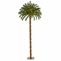 Promo 👏 Nearly Natural 5 Ft. 🎅 Christmas Palm Artificial Tree With 150 Warm White LED Lights 🎁
