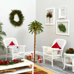 Promo 👏 Nearly Natural 5 Ft. 🎅 Christmas Palm Artificial Tree With 150 Warm White LED Lights 🎁 -Nearly Natural Sales unnamed file 420