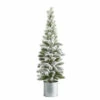 Budget 👏 Nearly Natural 3 Ft. Flocked 🎄 Christmas Artificial Pine Tree In Tin Planter 🔔