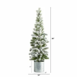Budget 👏 Nearly Natural 3 Ft. Flocked 🎄 Christmas Artificial Pine Tree In Tin Planter 🔔 -Nearly Natural Sales unnamed file 433