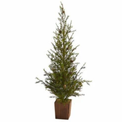 Wholesale 🧨 Nearly Natural 4 Ft. Alpine Natural Look Artificial 🎄 Christmas Tree In Wood Planter With Pine Cones ❤️