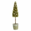 Cheap ⌛ Nearly Natural 2 Ft. Flocked Moss Artificial Cone Tree In Decorative Planter 🛒 -Nearly Natural Sales unnamed file 438