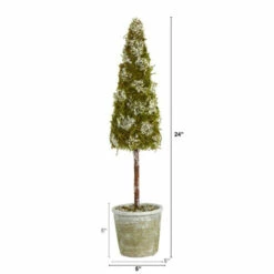 Cheap ⌛ Nearly Natural 2 Ft. Flocked Moss Artificial Cone Tree In Decorative Planter 🛒 -Nearly Natural Sales unnamed file 441