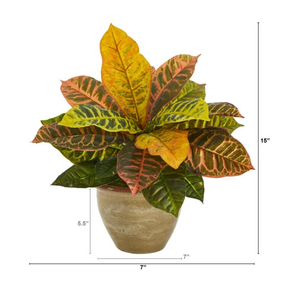 Discount β Nearly Natural 15 In. Garden Croton Artificial Plant In Ceramic Planter Real Touch π₯ 4 Discount β Nearly Natural 15 In. Garden Croton Artificial Plant In Ceramic Planter Real Touch π₯ - Image 2