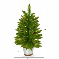 Buy 🎁 Nearly Natural 2 Ft. Providence Pine Artificial 🎁 Christmas Tree In Decorative Planter With 35 Warm White Lights And 🌟 -Nearly Natural Sales unnamed file 450
