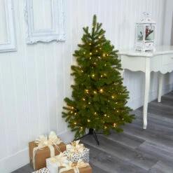 Best deal 👍 Nearly Natural 4' Cambridge Spruce Flat Back Artificial ❄ Christmas Tree With 100 Warm White Multifunction LED Lights 🎉 -Nearly Natural Sales unnamed file 458