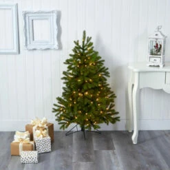Best deal 👍 Nearly Natural 4' Cambridge Spruce Flat Back Artificial ❄ Christmas Tree With 100 Warm White Multifunction LED Lights 🎉 -Nearly Natural Sales unnamed file 461