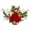 Promo 😀 Nearly Natural Poinsettia 🐕 Dogwood Berry & Pine Artificial Arrangement 👍 -Nearly Natural Sales unnamed file 47