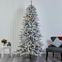 Outlet 🎁 Nearly Natural 7.5 Ft. Flocked Livingston Fir Artificial 🎄 Christmas Tree With Pine Cones And 500 Clear Warm LED Ligh ❤️ -Nearly Natural Sales unnamed file 481