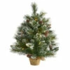 Flash Sale ✔️ Nearly Natural 2 Ft. Frosted Pine Artificial 🎁 Christmas Tree With 35 Clear LED Lights, Pinecones And Burlap Base ✔️ -Nearly Natural Sales unnamed file 508