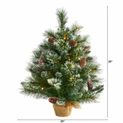 Flash Sale ✔️ Nearly Natural 2 Ft. Frosted Pine Artificial 🎁 Christmas Tree With 35 Clear LED Lights, Pinecones And Burlap Base ✔️ -Nearly Natural Sales unnamed file 509