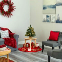 Flash Sale ✔️ Nearly Natural 2 Ft. Frosted Pine Artificial 🎁 Christmas Tree With 35 Clear LED Lights, Pinecones And Burlap Base ✔️ -Nearly Natural Sales unnamed file 510