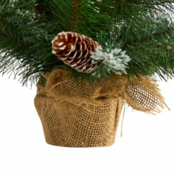Flash Sale ✔️ Nearly Natural 2 Ft. Frosted Pine Artificial 🎁 Christmas Tree With 35 Clear LED Lights, Pinecones And Burlap Base ✔️ -Nearly Natural Sales unnamed file 512