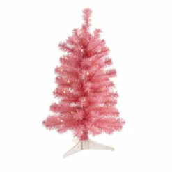 Best deal ⌛ Nearly Natural 2 Ft. Pink Artificial 🎄 Christmas Tree With 35 LED Lights And 72 Bendable Branches 💯