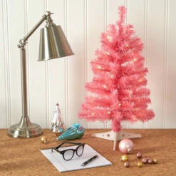 Best deal ⌛ Nearly Natural 2 Ft. Pink Artificial 🎄 Christmas Tree With 35 LED Lights And 72 Bendable Branches 💯 -Nearly Natural Sales unnamed file 517