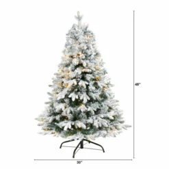 Flash Sale 🎉 Nearly Natural 4' Flocked Vermont Mixed Pine Artificial 🔔 Christmas Tree With 100 Clear LED Lights 👏 -Nearly Natural Sales unnamed file 527