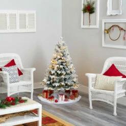 Flash Sale 🎉 Nearly Natural 4' Flocked Vermont Mixed Pine Artificial 🔔 Christmas Tree With 100 Clear LED Lights 👏 -Nearly Natural Sales unnamed file 528