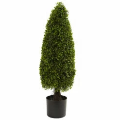 Hot Sale 🌟 Nearly Natural 3 Ft. UV Resistant Boxwood Tower Topiary ✔️