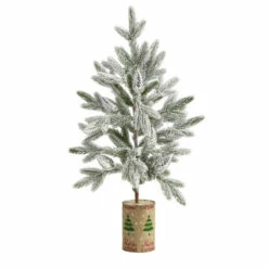 Best deal 🔥 Nearly Natural 28 In. Flocked 🎅 Christmas Artificial Tree In Decorative Planter ✔️