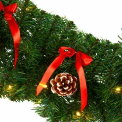 Hot Sale 🥰 Nearly Natural 9 Ft. Bow And Pinecone Artificial 🔔 Christmas Garland With 35 Clear LED Lights 💯 -Nearly Natural Sales unnamed file 553