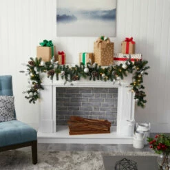 Deals 😍 Nearly Natural 9 Ft. Ornament And Pinecone Artificial 🔔 Christmas Garland With 50 Clear LED Lights 😀 -Nearly Natural Sales unnamed file 558